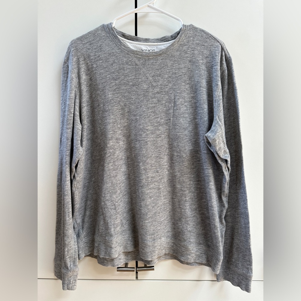 Vince - Heather gray long sleeve henley top - large